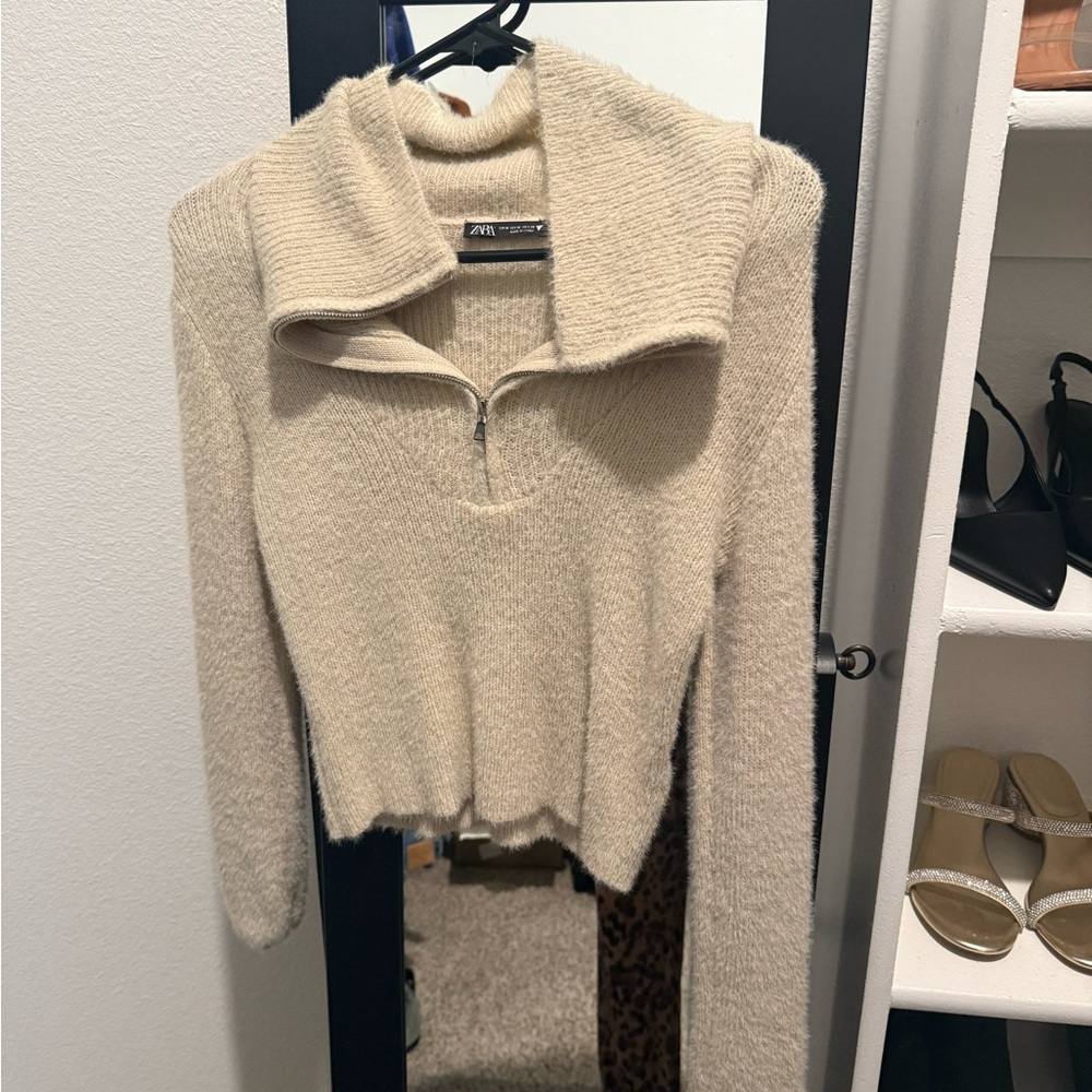 Zara Sweater with Zip Collar New